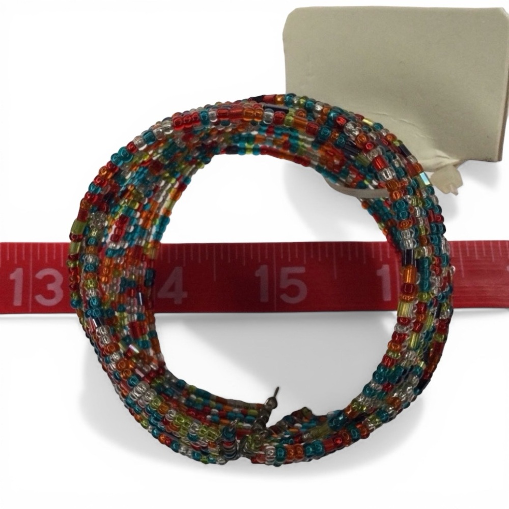 Handmade Twisted Flexible Seed Bead Braided Cuff Bracelet – Multicolor – NWT - Picture 7 of 8
